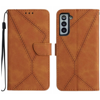 STITCHING Knižkové puzdro pre Samsung Galaxy S21 5G - hnedé