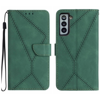 STITCHING Knižkové puzdro pre Samsung Galaxy S21 FE 5G - zelené