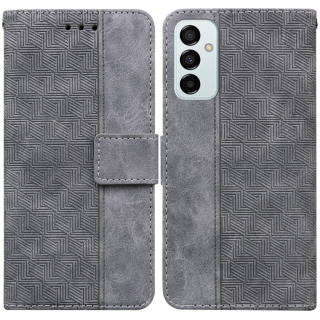 GEOMETRIC Knižkové puzdro pre Samsung Galaxy M13 - sivé