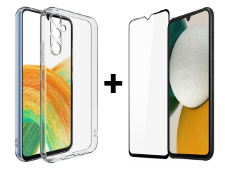 SKLO + KRYT 2v1 pre Samsung Galaxy A34 5G - Silikónový Zadný 2.00 mm priesvitný