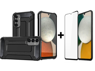 SKLO + KRYT 2v1 pre Samsung Galaxy A34 5G - Tvrdený Zadný kryt HYBRID čierny