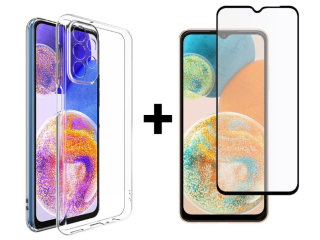 SKLO + KRYT 2v1 pre Samsung Galaxy A23 / A23 5G - Silikónový Zadný 2.00 mm priesvitný