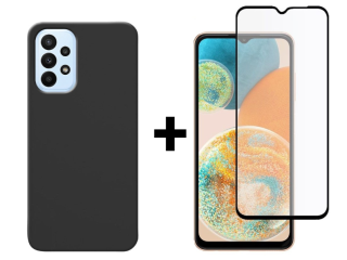 SKLO + KRYT 2v1 pre Samsung Galaxy A23 / A23 5G - Silikónový Zadný kryt MATT čierny