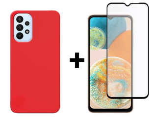 SKLO + KRYT 2v1 pre Samsung Galaxy A23 / A23 5G - Silikónový Zadný kryt MATT červený