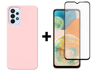 SKLO + KRYT 2v1 pre Samsung Galaxy A23 / A23 5G - Silikónový Zadný kryt MATT ružový