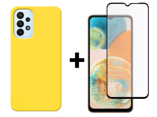 SKLO + KRYT 2v1 pre Samsung Galaxy A23 / A23 5G - Silikónový Zadný kryt MATT žltý