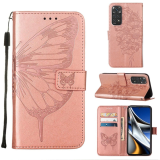 BUTTERFLY Knižkové puzdro pre Xiaomi Redmi Note 11 / Note 11S - ružové