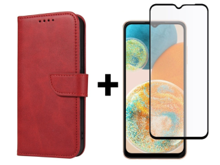 SKLO + PUZDRO 2v1 pre Samsung Galaxy A23 / A23 5G - Peňaženkové puzdro BUCKLE červené