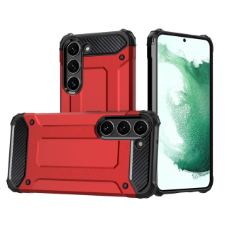 HYBRID Tvrdený Zadný kryt pre Samsung Galaxy S23 5G - červený