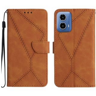 STITCHING Knižkové puzdro pre Motorola Moto G34 5G - hnedé