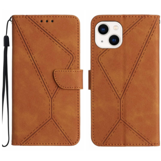 STITCHING Knižkové puzdro pre Apple iPhone 14 - hnedé