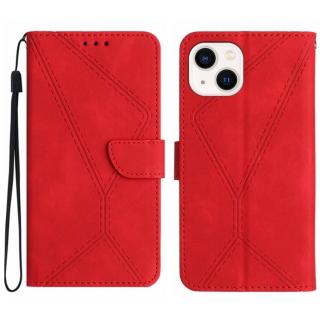 STITCHING Knižkové puzdro pre Apple iPhone 15 Plus - červené