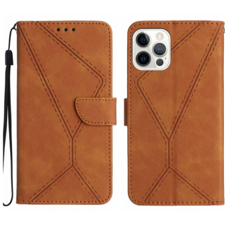 STITCHING Knižkové puzdro pre Apple iPhone 15 Pro - hnedé