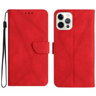 STITCHING Knižkové puzdro pre Apple iPhone 15 Pro - červené