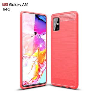 CARBON zadný obal pre Samsung Galaxy A51 - červený