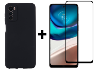 SKLO + KRYT 2v1 pre Motorola Moto G42 - Silikónový Zadný kryt MATT čierny