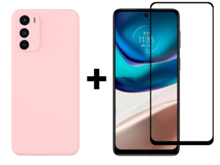 SKLO + KRYT 2v1 pre Motorola Moto G42 - Silikónový Zadný kryt MATT ružový