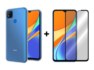 9D SKLO + PÚZDRO 2v1 pre Xiaomi Redmi 9C priesvitné