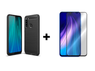 9D SKLO + PÚZDRO 2v1 pre Xiaomi Redmi Note 8 carbon čierne