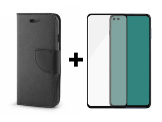 9D SKLO + PÚZDRO 2v1 pre Motorola G100 / Edge S Knižkové fancy čierne