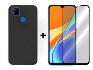 9D SKLO + PÚZDRO 2v1 pre Xiaomi Redmi 9C - čierne