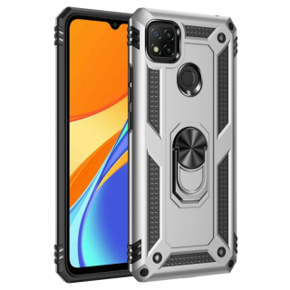 Tvrdený kryt pre Xiaomi Redmi 9C - Ring Armor sivé