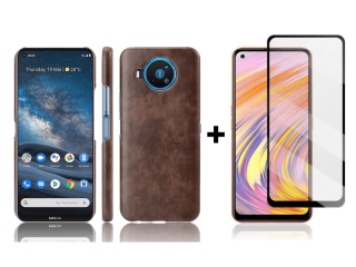 9D SKLO + PÚZDRO 2v1 pre Nokia 8.3 - Plastový hnedý