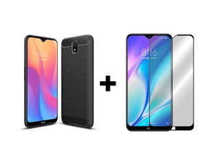 9D SKLO + PÚZDRO 2v1 pre Xiaomi Redmi 8A Carbon čierne