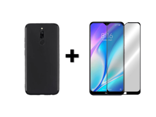 9D SKLO + PÚZDRO 2v1 pre Xiaomi Redmi 8 čierne