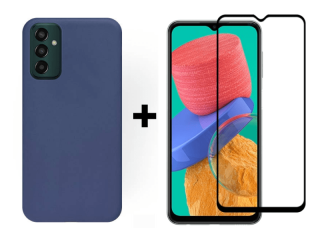 9D SKLO + PUZDRO 2v1 pre Samsung Galaxy M13 - silikónové modré