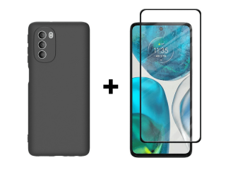 9D SKLO + PUZDRO pre Motorola Moto G52 / G82 5G - Silikónové čierne