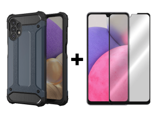 9D SKLO + PÚZDRO 2v1 pre Samsung Galaxy A33 5G - Tvrdené Hybrid Armor modré