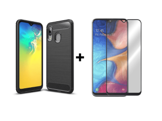 9D SKLO + PÚZDRO 2v1 pre Samsung Galaxy A20e Carbon