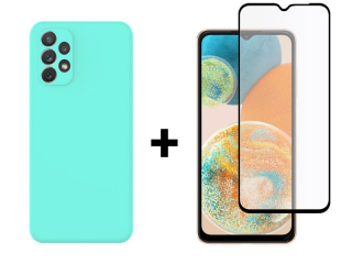 SKLO + PUZDRO 2v1 pre Samsung Galaxy A23 / A23 5G - Silikónové mentolové