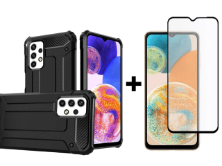 SKLO + PUZDRO 2v1 pre Samsung Galaxy A23 / A23 5G - HYBRID ARMOR čierne