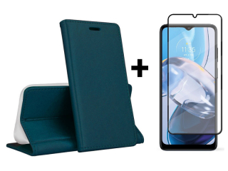 9D SKLO + PUZDRO 2v1 pre Motorola Moto E22 / E22i - Knižkové Magnet zelené