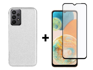 SKLO + PUZDRO 2v1 pre Samsung Galaxy A23 / A23 5G - Glitter strieborné