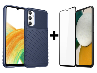 9D SKLO + PUZDRO 2v1 pre Samsung Galaxy A34 5G - THUNDER modré