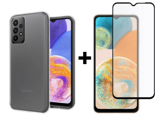 SKLO + PUZDRO 2v1 pre Samsung Galaxy A23 / A23 5G - Silikónové priesvitné