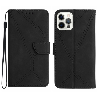 STITCHING Knižkové puzdro pre Apple iPhone 15 Pro Max - čierne