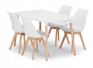 Obdĺžniková stolová súprava ADRIA 120x80cm biela + 4 biele stoličky MARK