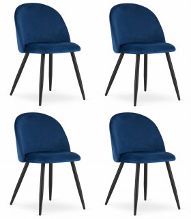 BELLO stolička - tmavomodrý zamat / čierne nohy x 4