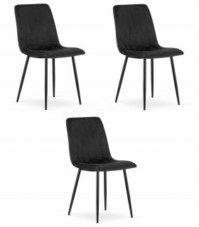 Stolička LAVA - čierny zamat / čierne nohy x 3