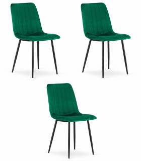 Stolička LAVA - tmavozelený zamat / čierne nohy x 3