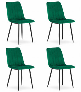 Stolička LAVA - tmavozelený zamat / čierne nohy x 4