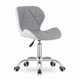 Otočná stolička AVOLA - sivo-biela / chrómová podnož