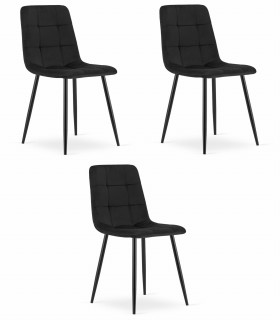 Stolička KARA - čierny zamat / čierne nohy x 3