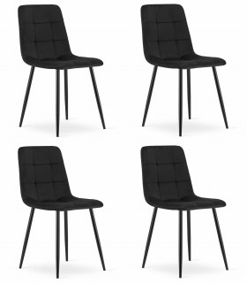 Stolička KARA - čierny zamat / čierne nohy x 4