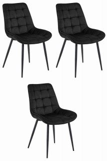 Stolička BERA - čierny zamat / čierne nohy x 3
