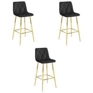 Taburetka NADO - čierny zamat / nohy GOLDEN x 3